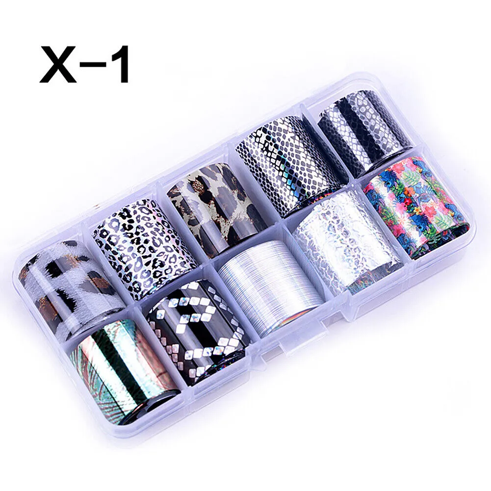 10 Holographic Nail Foils Starry Sky Glitter Foils Nail Art Transfer Sticker Set