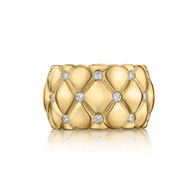 A. Jaffe 14K Yellow Gold 0.35cttw Diamond Quilted Wide Fashion Ring