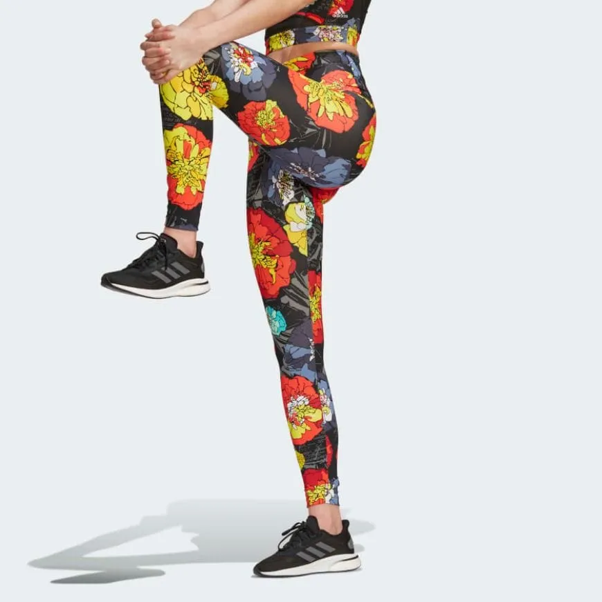 Adidas Floral Women Running Tight Black/Multicolor