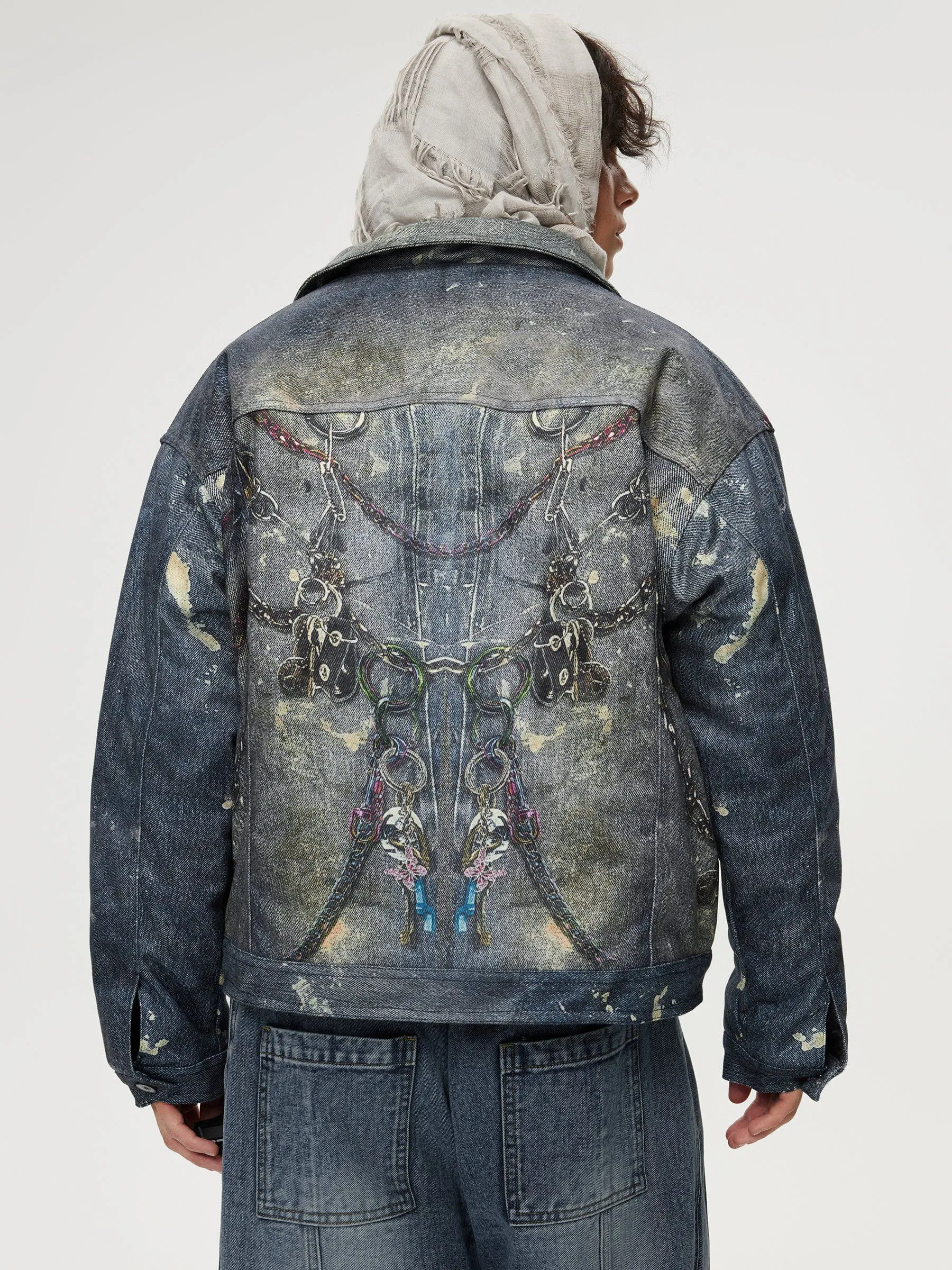 Aelfric Eden 3D Chain Print Denim Coat