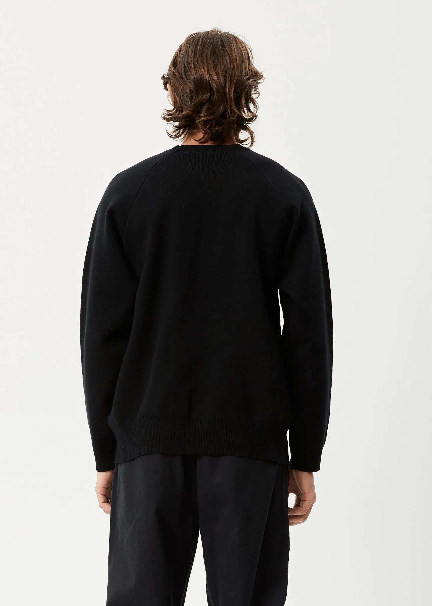 AFENDS Mens Eternal - Knit Crew Neck Jumper - Black