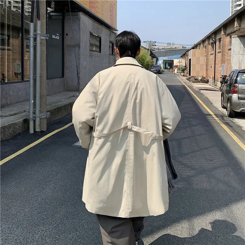 Aidase Autumn Trench Coat Men Warm Oversized Casual Long Coat Men Streetwear Korean Loose Thick Windbreaker Jacket Mens Overcoat M-2XL