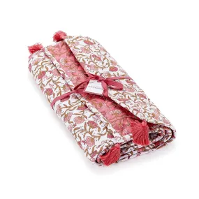 Autumn Blush Quilted Double-Sided Reversible Table Runner with Tassels