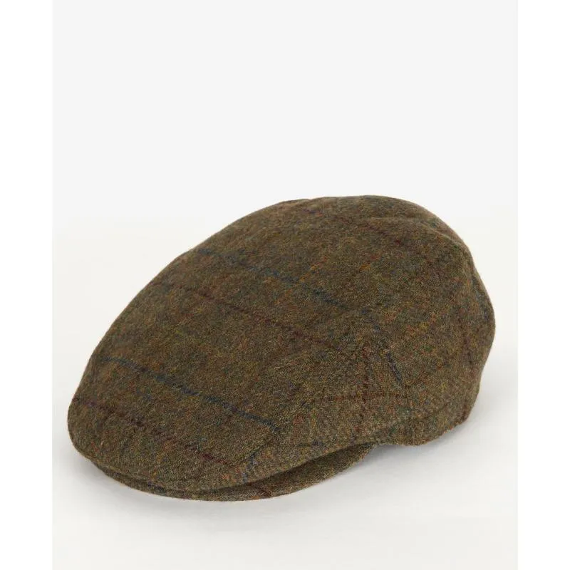 Barbour Cairn Mens Waterproof Tweed Cap - Olive/Blue/Red