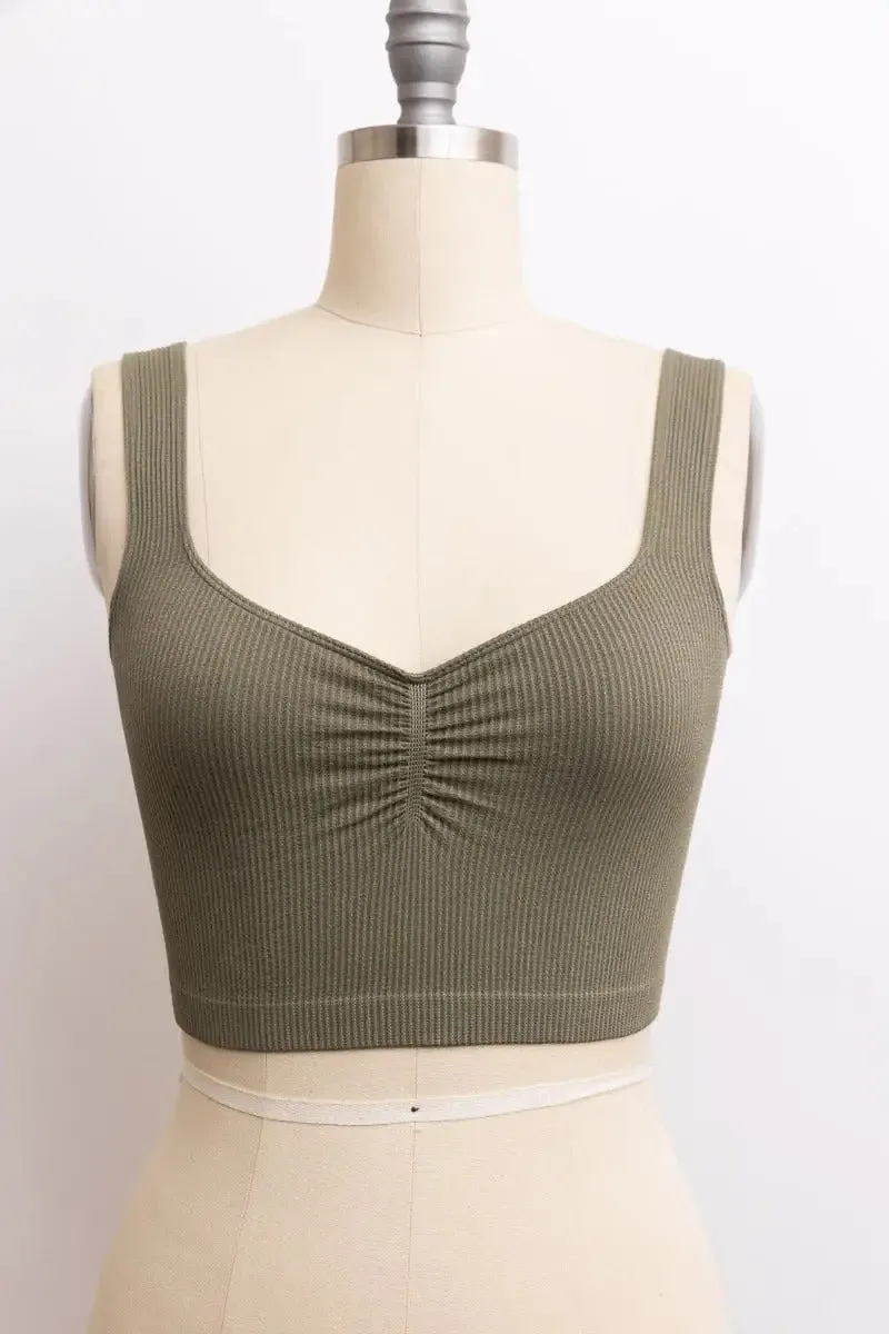 BASIC RIBBED CINCHED CROP TOP