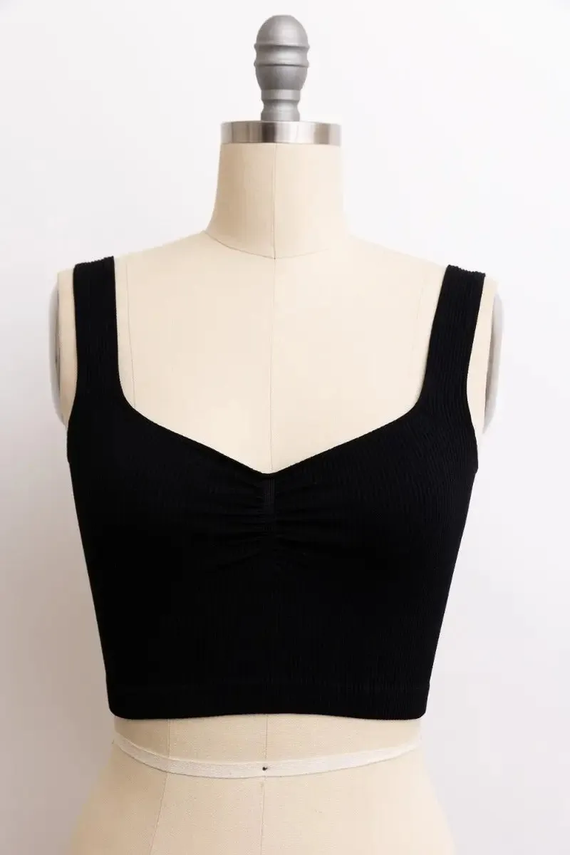 BASIC RIBBED CINCHED CROP TOP