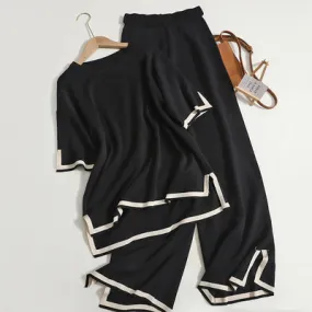 Black High Waist Slim Pajama Set