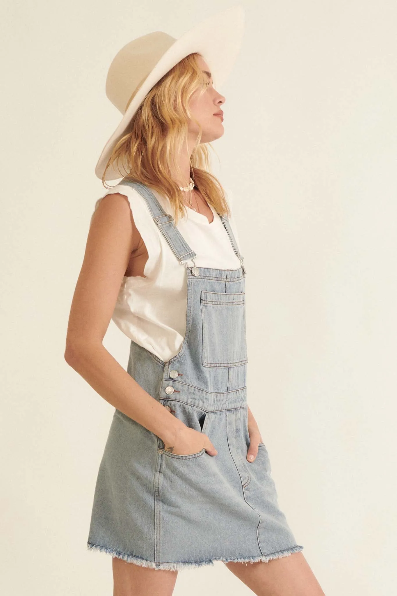 Born Ready Denim Overall Mini Dress