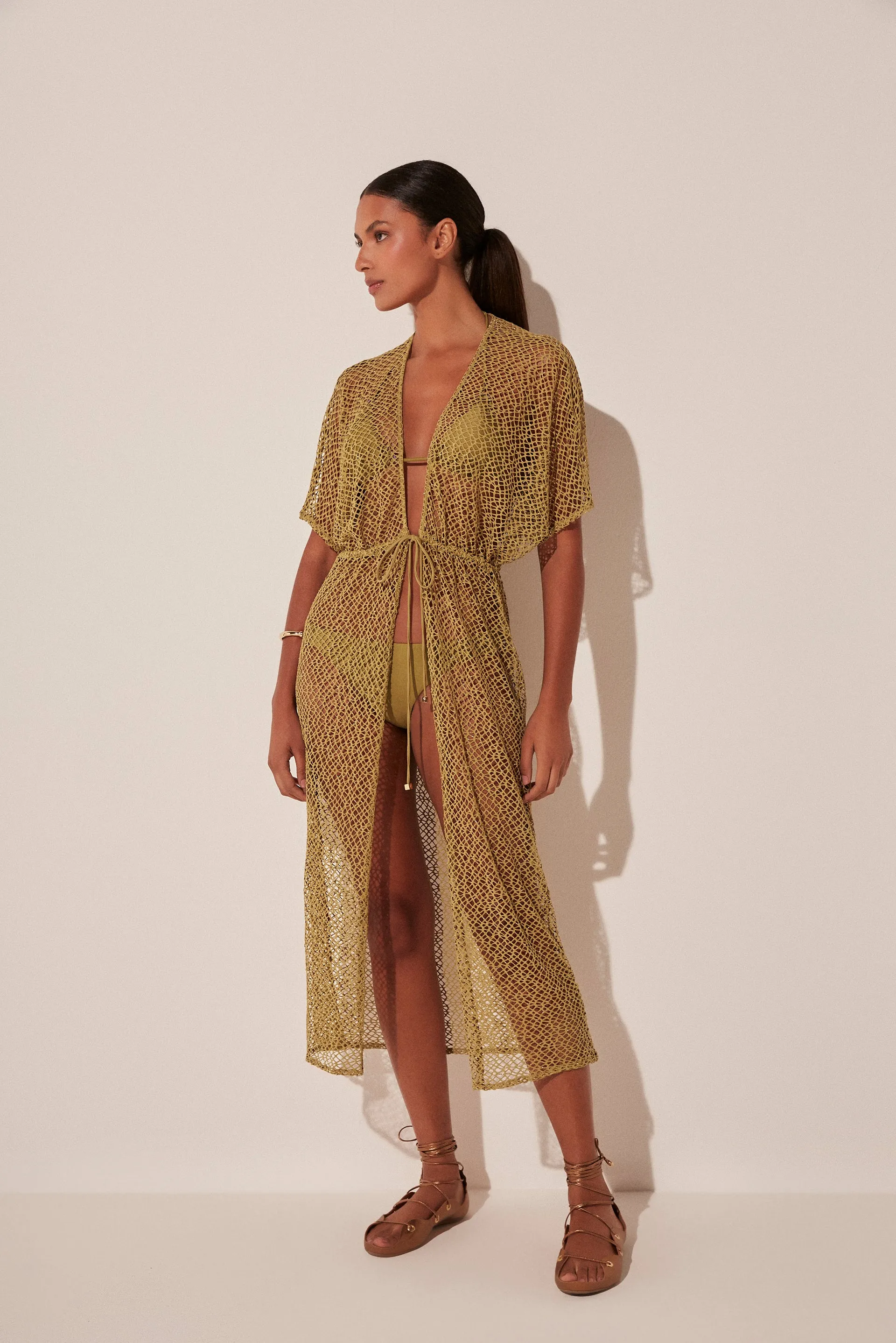 Cactus Crochet Midi Cape With Ties E5133A1963