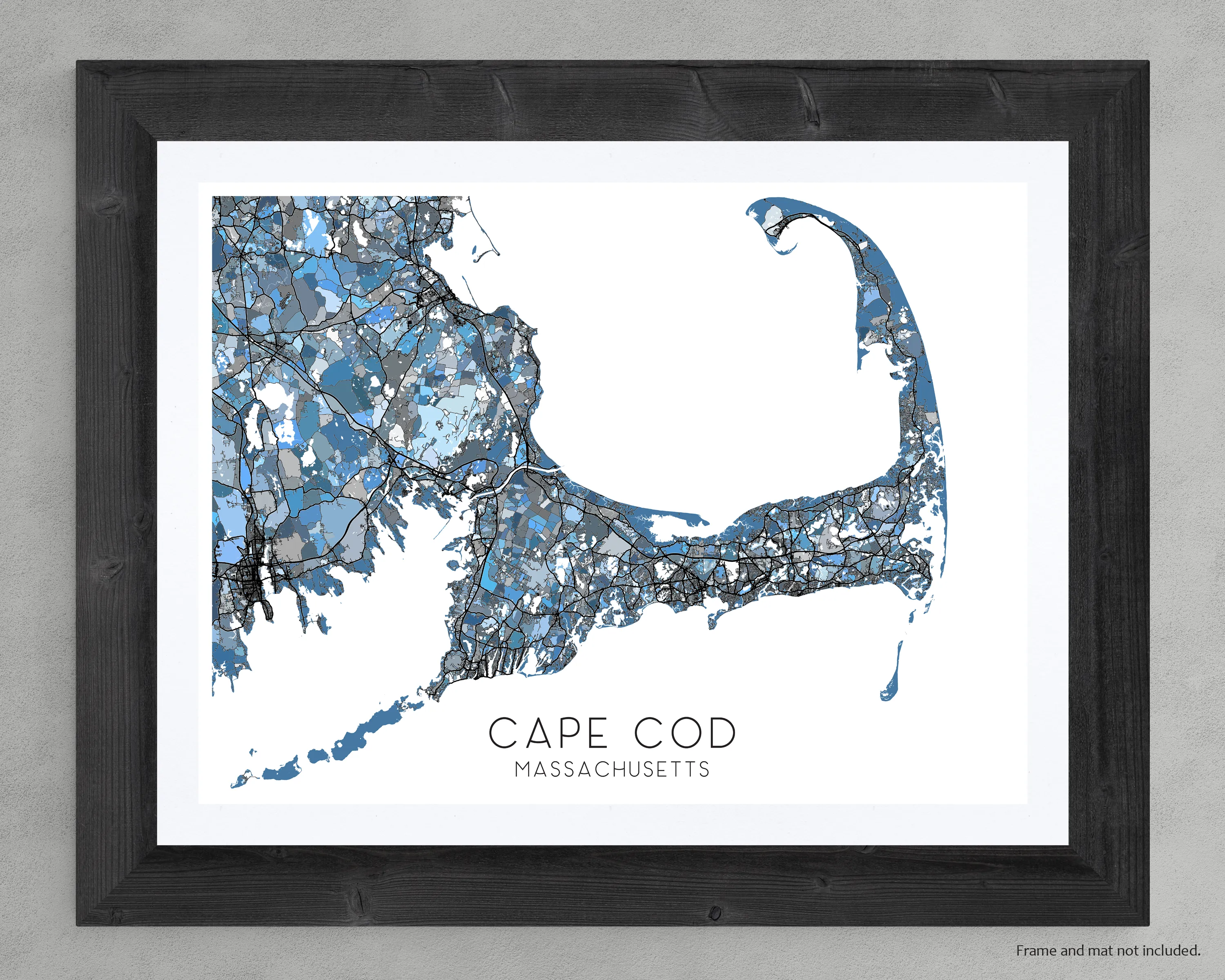 Cape Cod Map Print Poster - Blue Geometric Cape Cod Wall Art Prints, Massachusetts