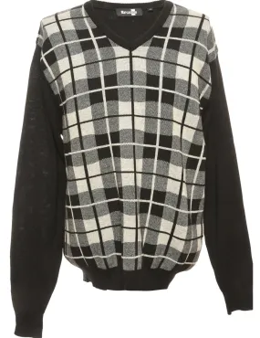 Checked Black Jumper - M