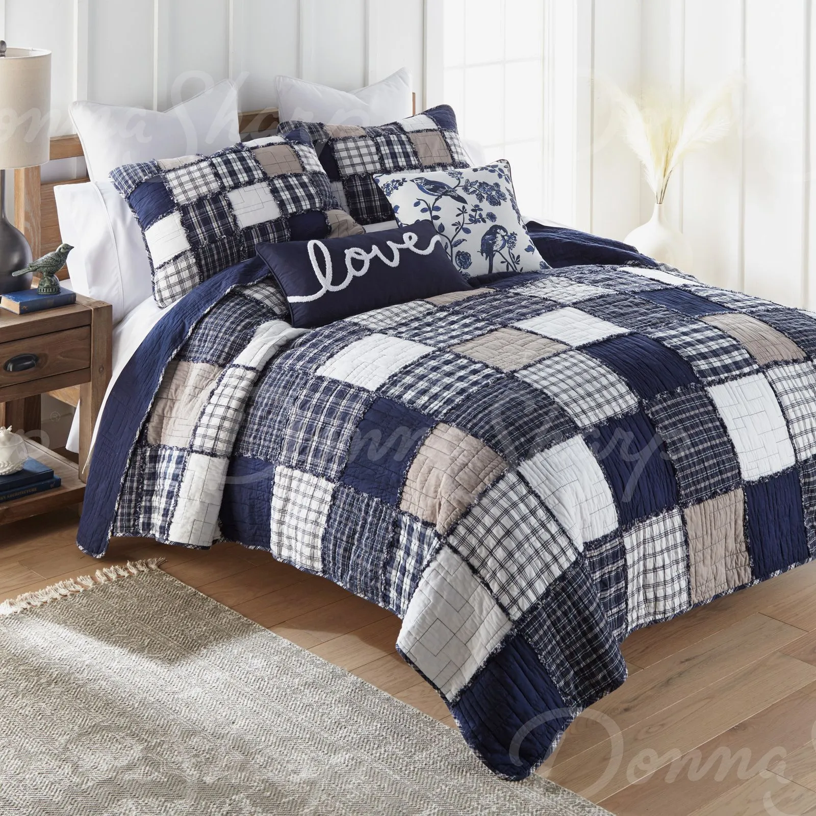 Checkerboard Indigo Quilted Collection