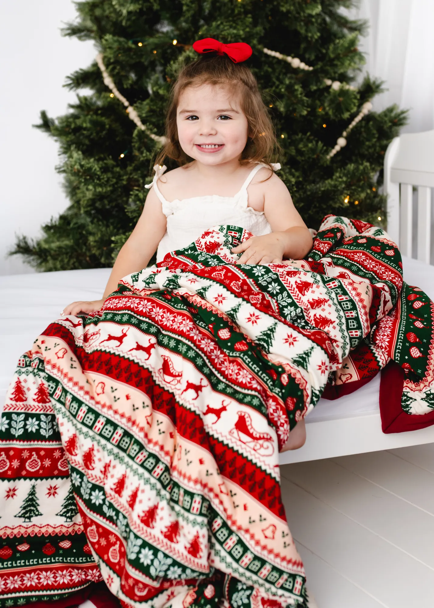 Classic Christmas Large Quilted Bamboo Blanket