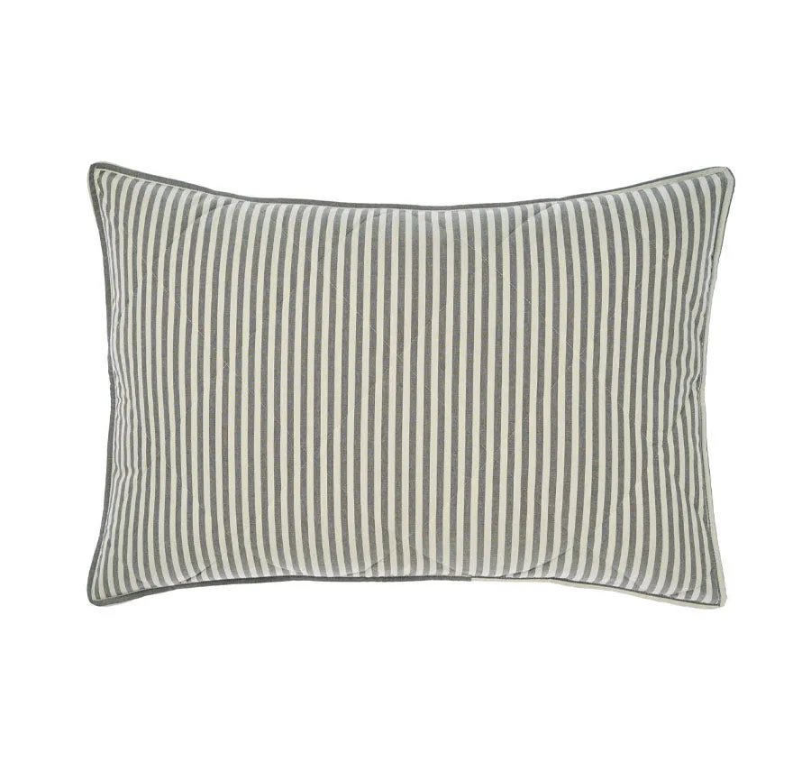 Classic Stripe Standard Pillow Sham Pair Charcoal