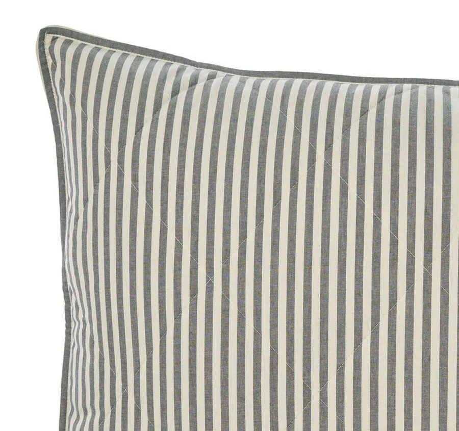 Classic Stripe Standard Pillow Sham Pair Charcoal