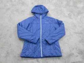 Columbia Jacket Women Large Blue Long Sleeve Outdoors Quilted Puffer Hooded Coat