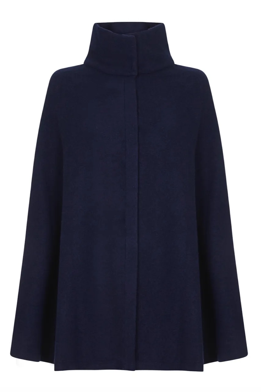 COTSWOLD Dark Blue Boiled Wool Poncho