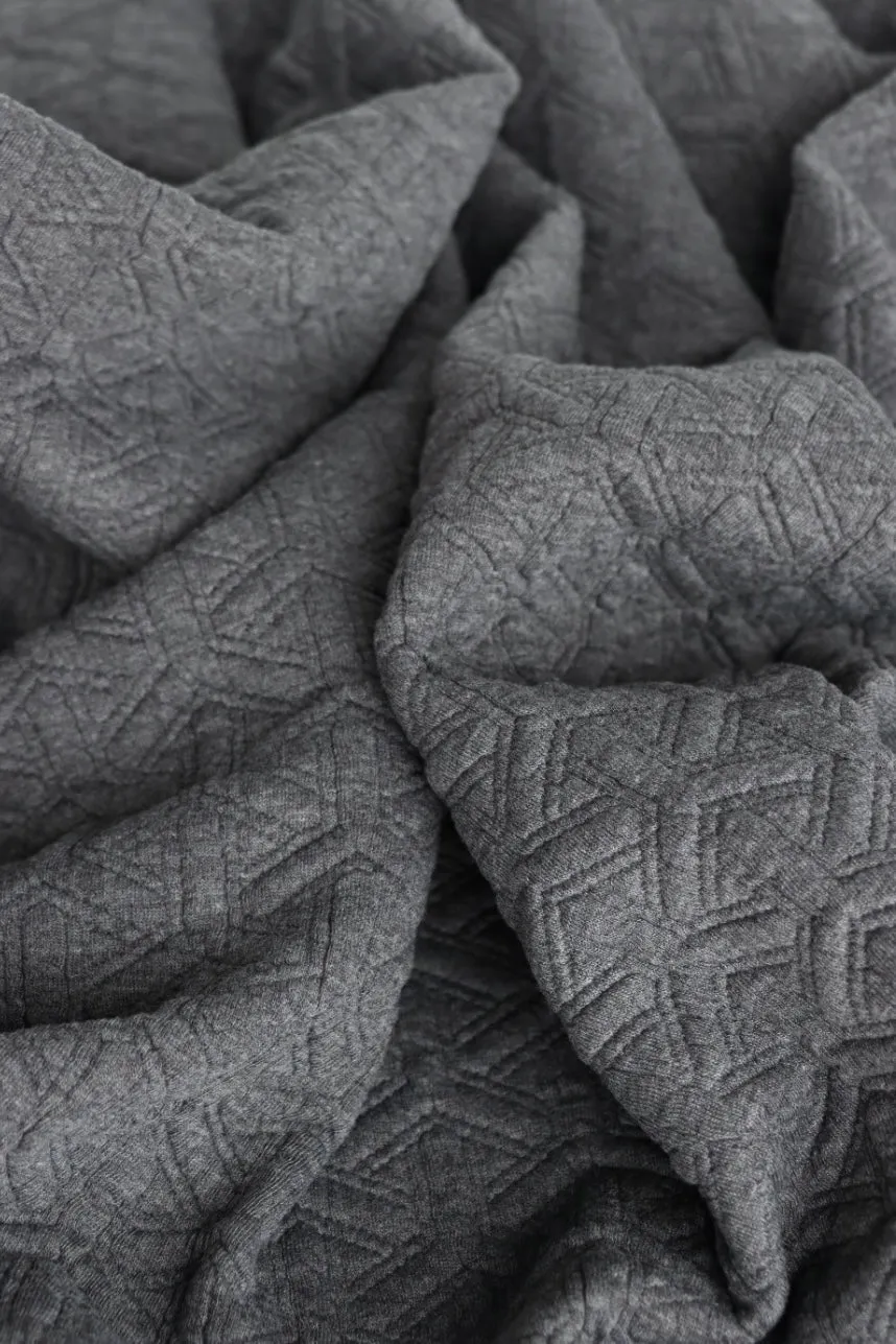 Dark Gray Interwoven Squares Quilted Knit | By The Half Yard