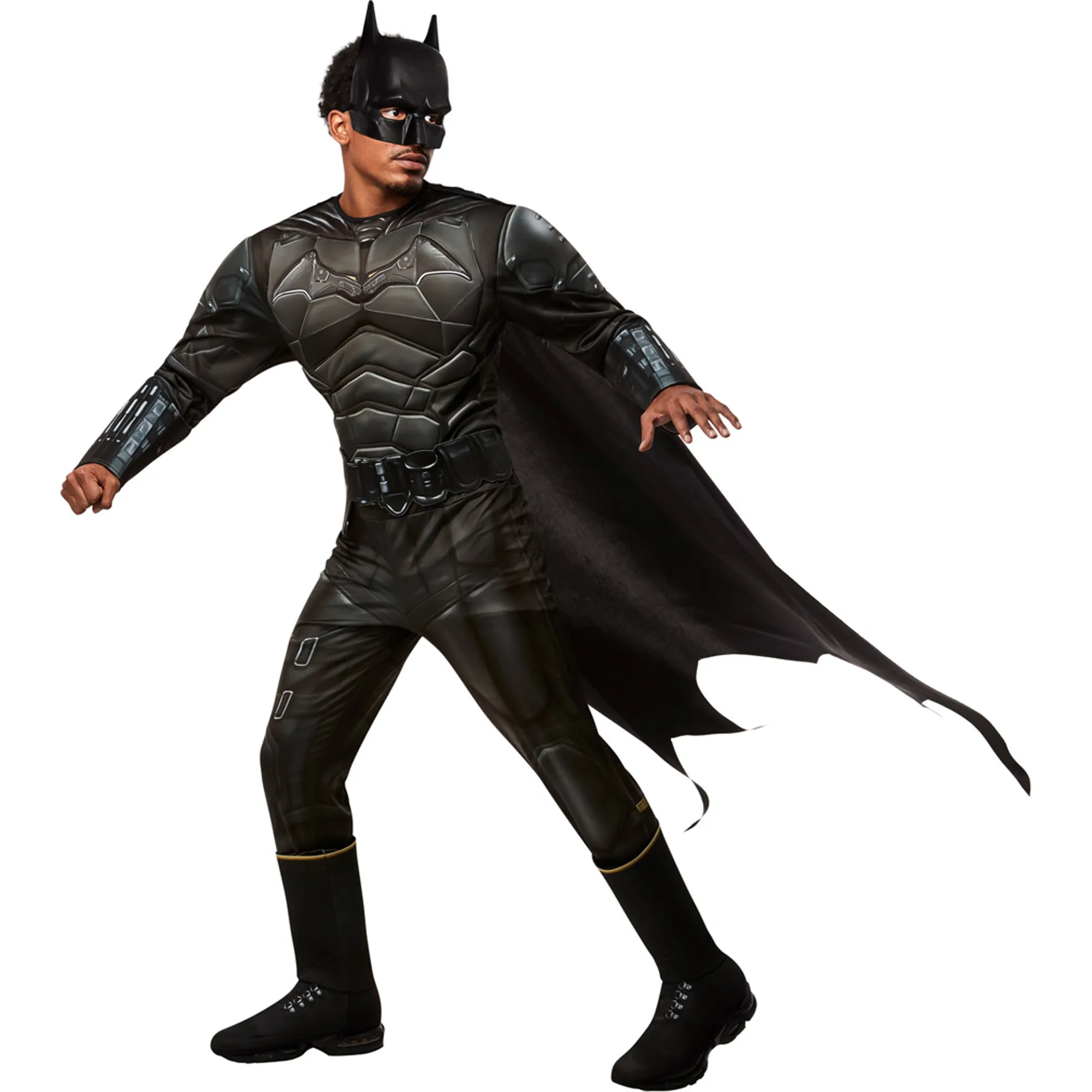 DC Comics Batman Deluxe Costume for Adults, Black Padded Jumpsuit with Detachable Cape