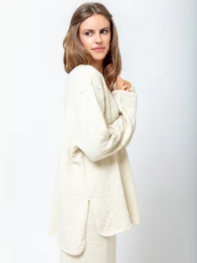 Diamond Quilt Pullover - Raw White