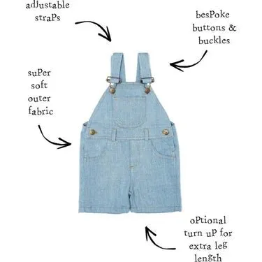 Dotty Dungarees Pale Denim Overall Shorts