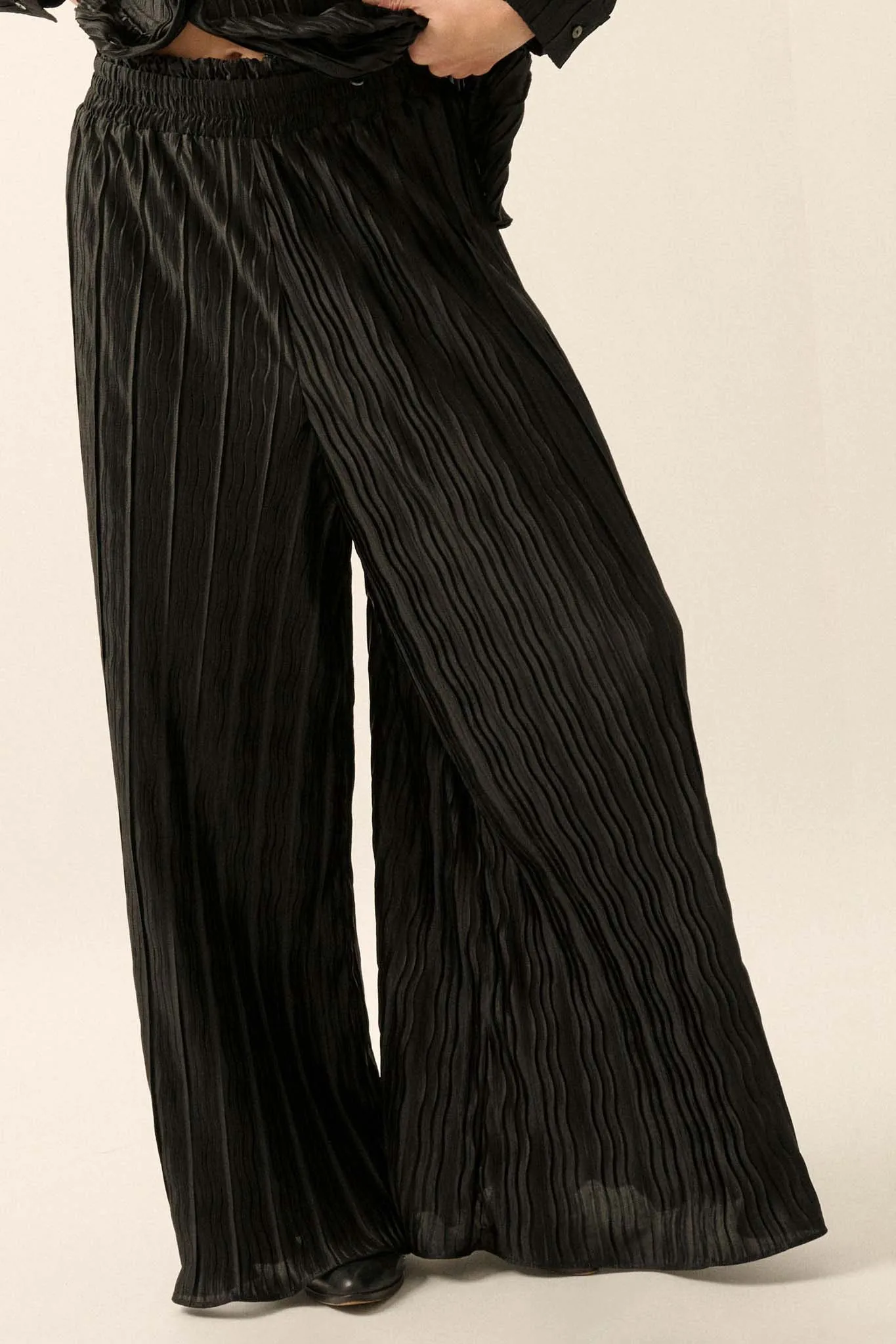 Evening Tide Pleated Wide-Leg Palazzo Pants