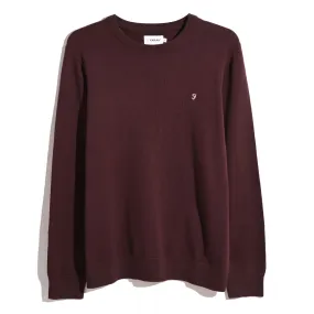 Farah Mens Ludlow Crew LS Jumper Oxblood