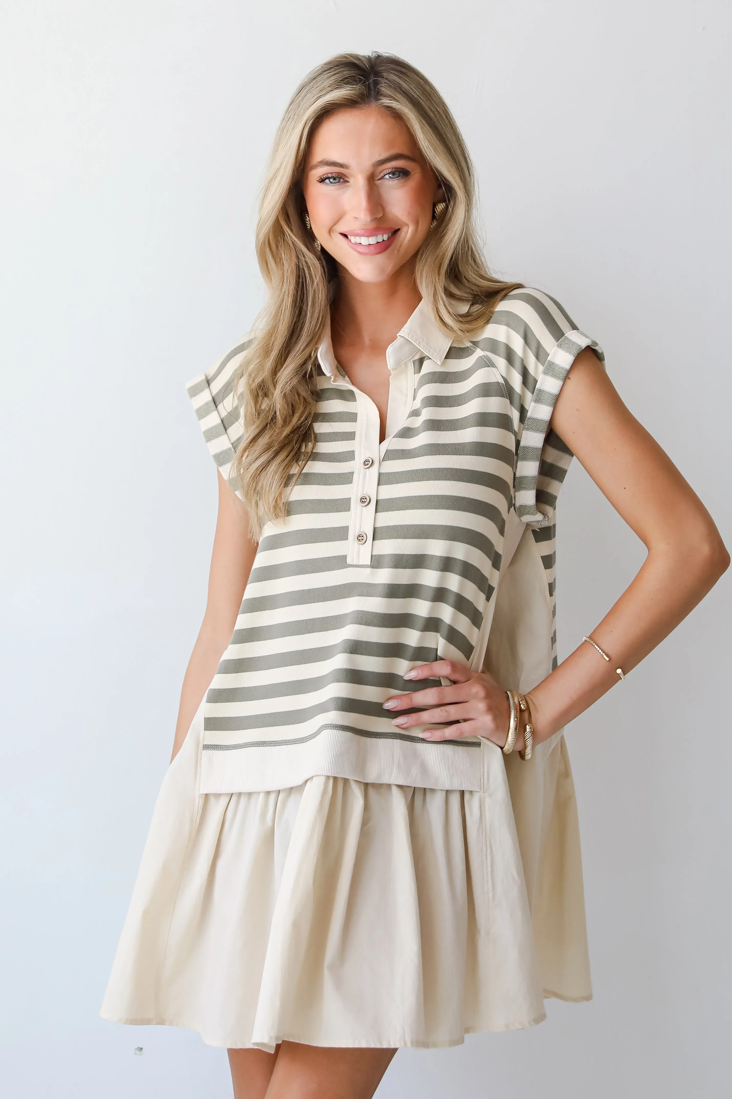 FINAL SALE - Modern Excellence Olive Striped Tunic