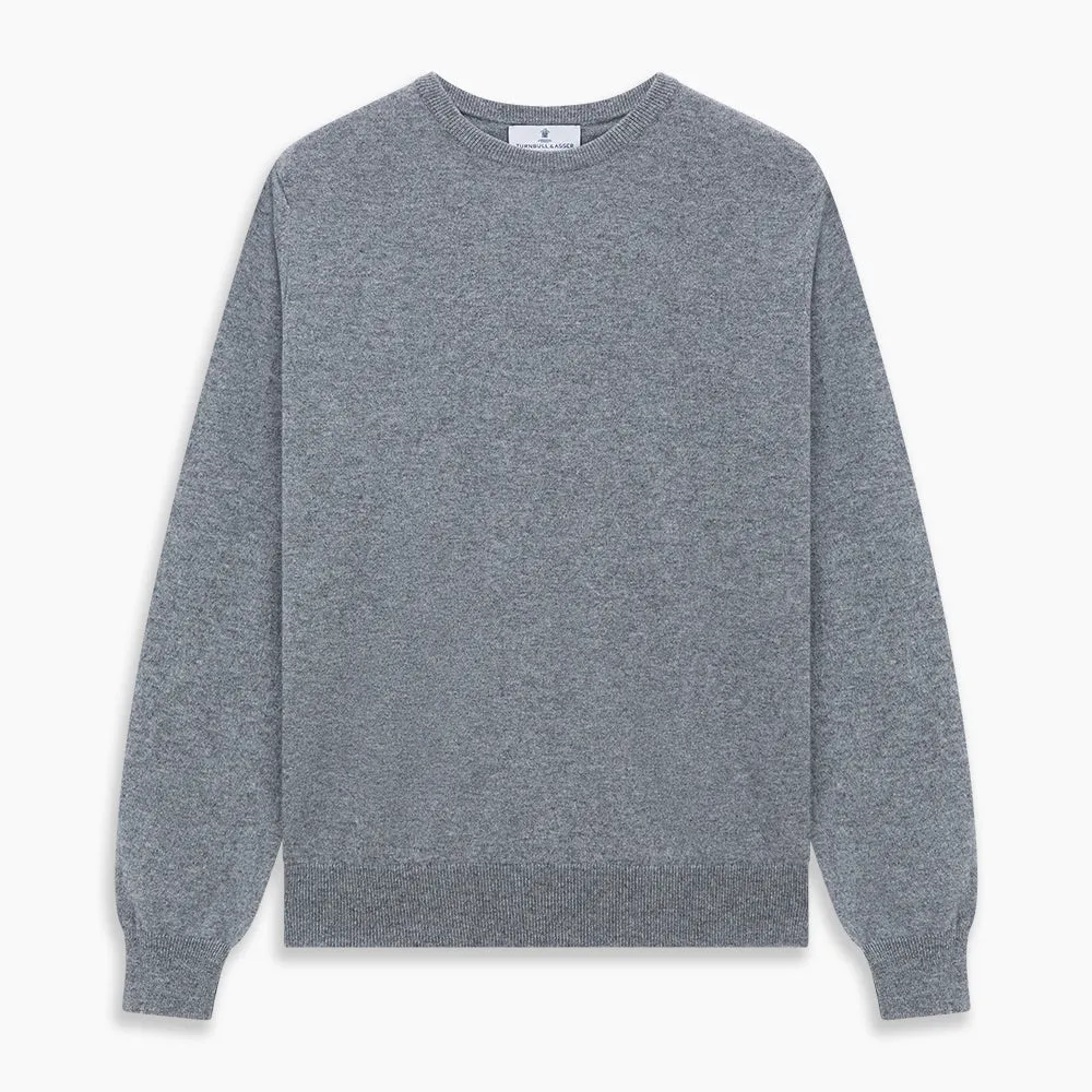 Flannel Grey Crew Neck Cashmere Jumper