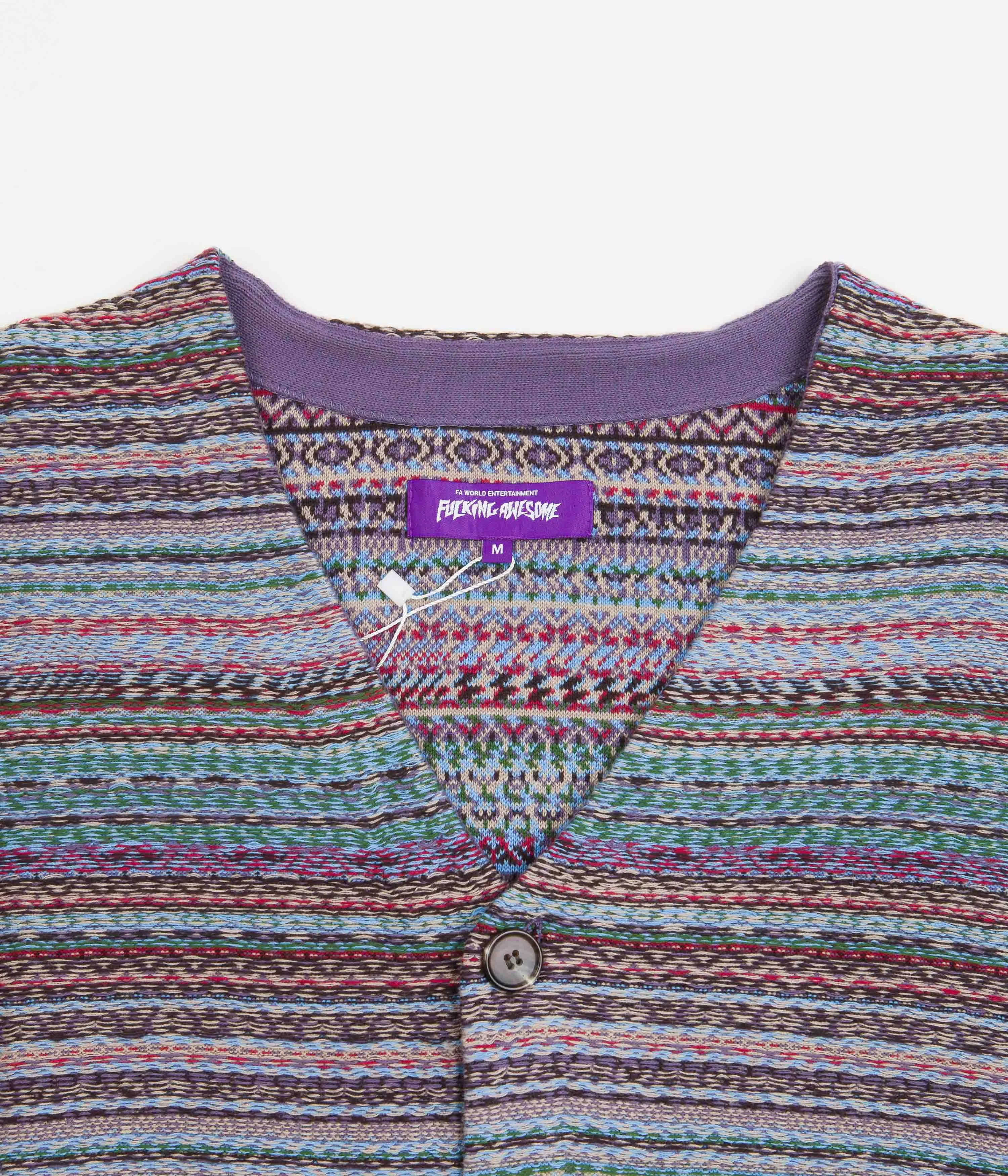 Fucking Awesome Dill Painting Intarsia Cardigan - Purple