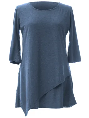 Gray Plus Size Three Quarter Sleeve Paneled Tunic Top Size XXX-Large