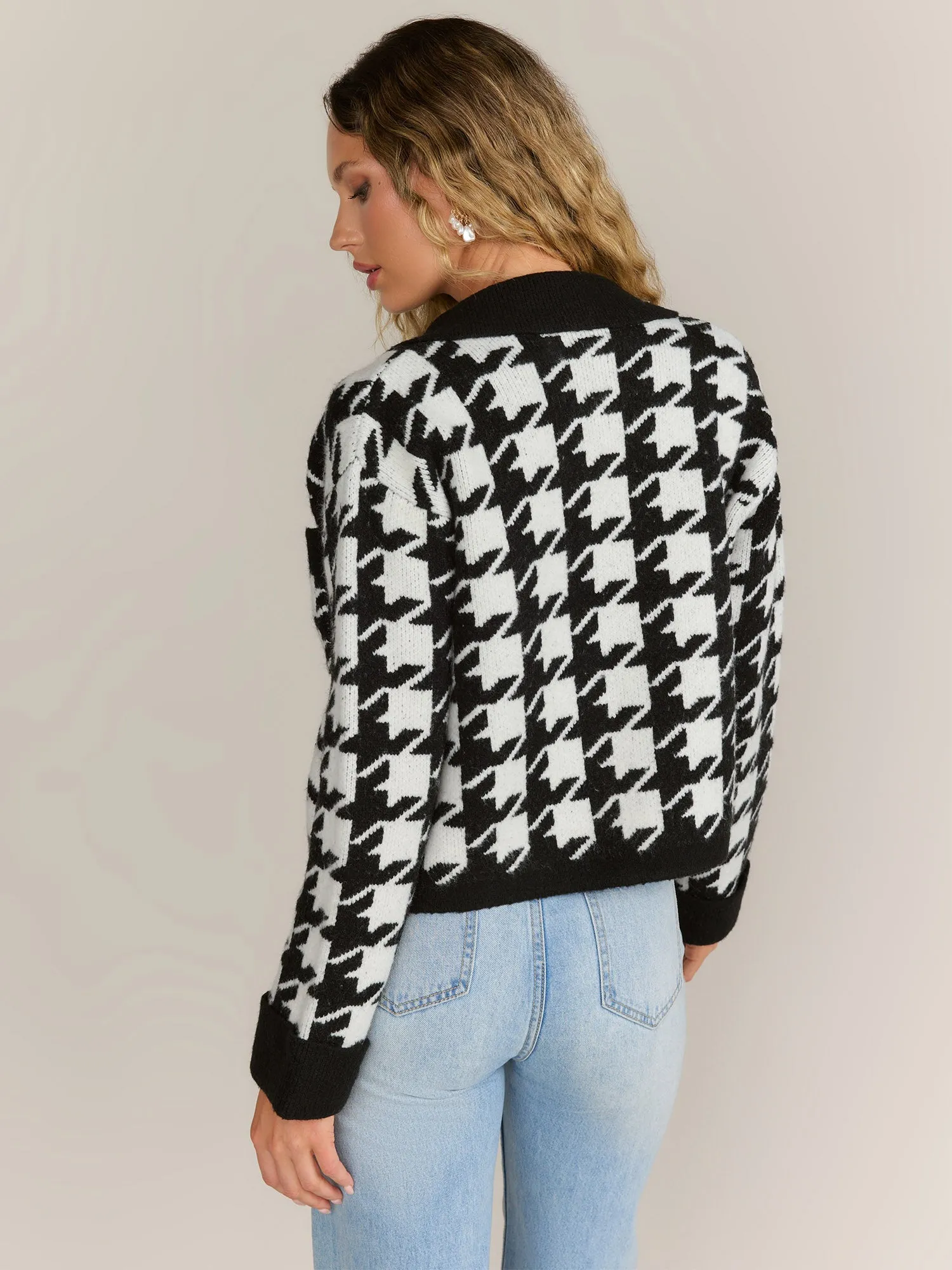 Grey Lab Long Sleeve Houndstooth Cardigan - Brands We Love