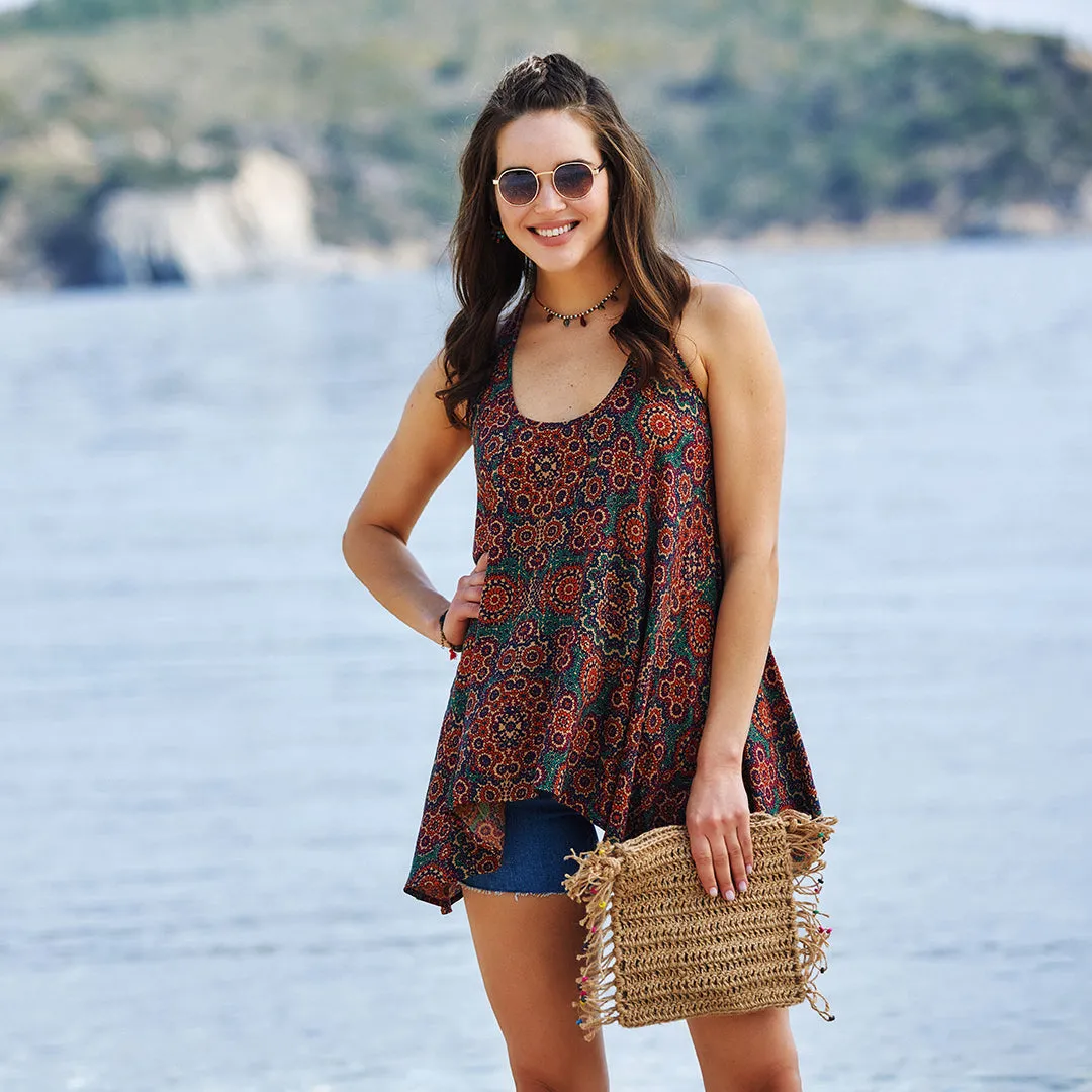 Halter Neck Tunic Patterned Blouse