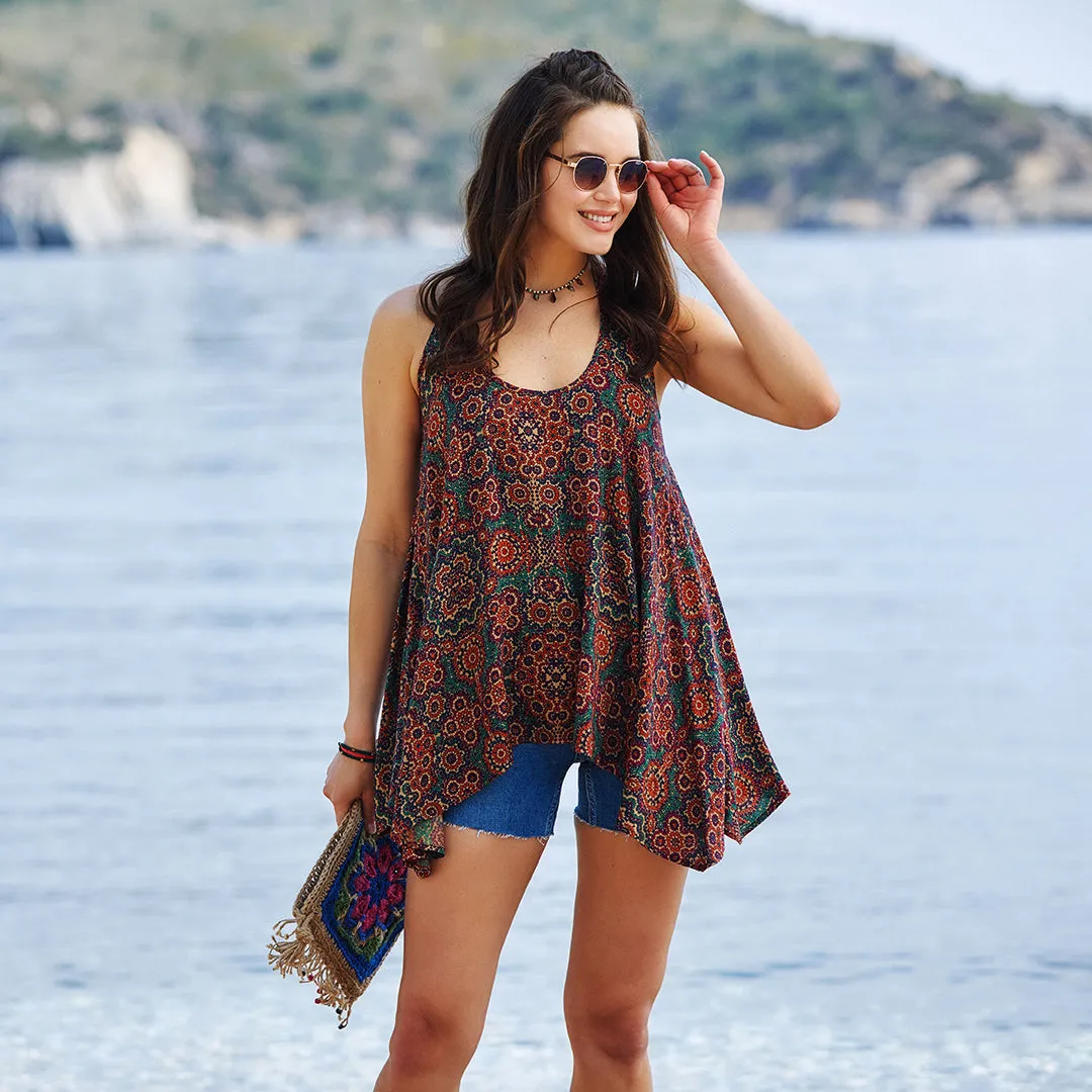 Halter Neck Tunic Patterned Blouse