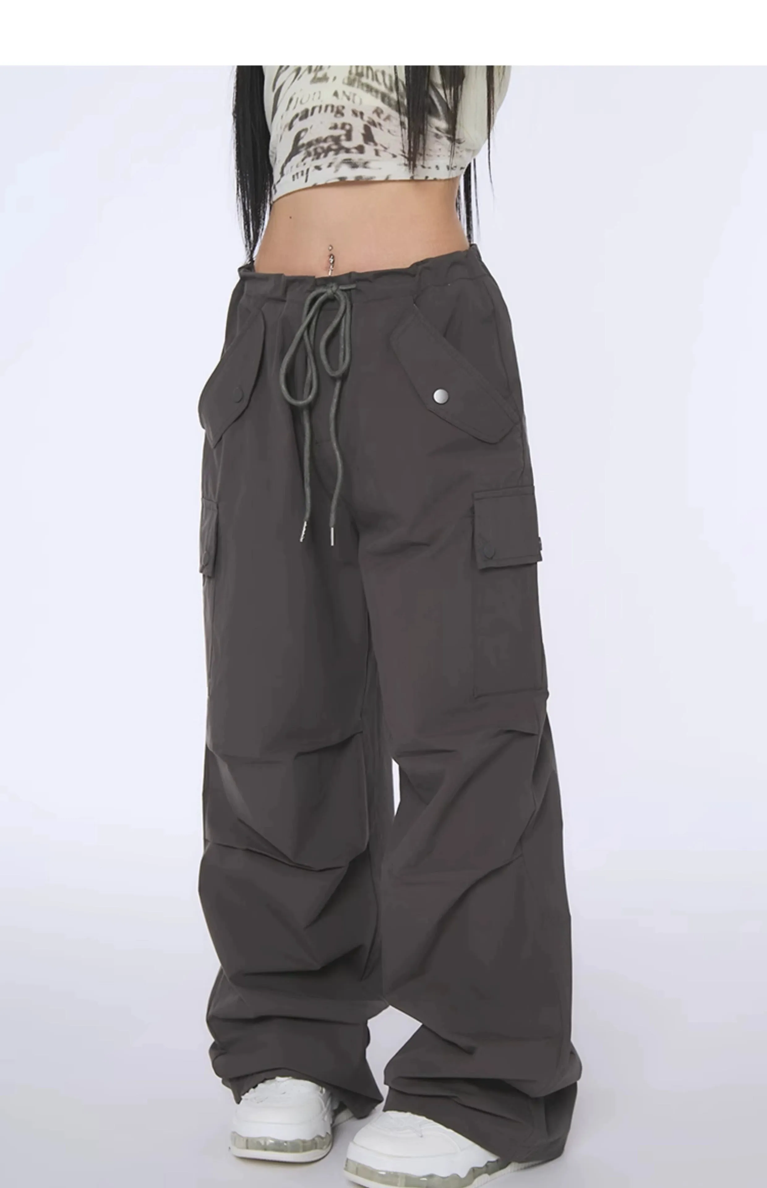 High-Waist Drawstring Cargo Joggers