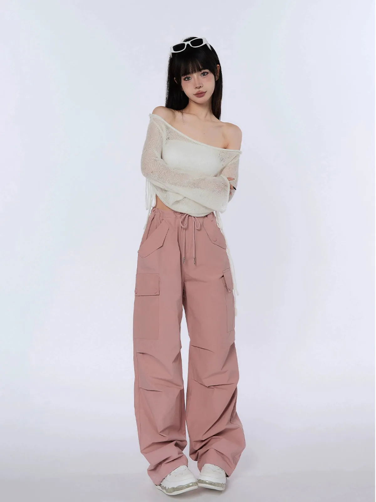 High-Waist Drawstring Cargo Joggers