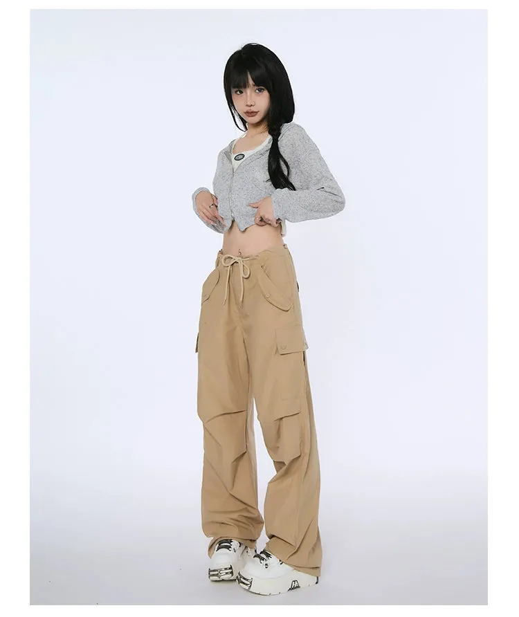 High-Waist Drawstring Cargo Joggers