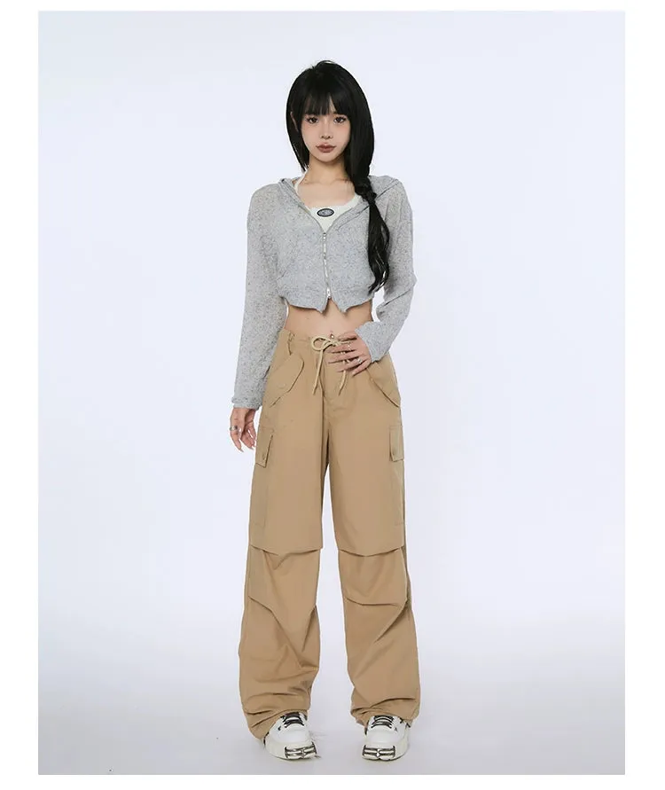 High-Waist Drawstring Cargo Joggers