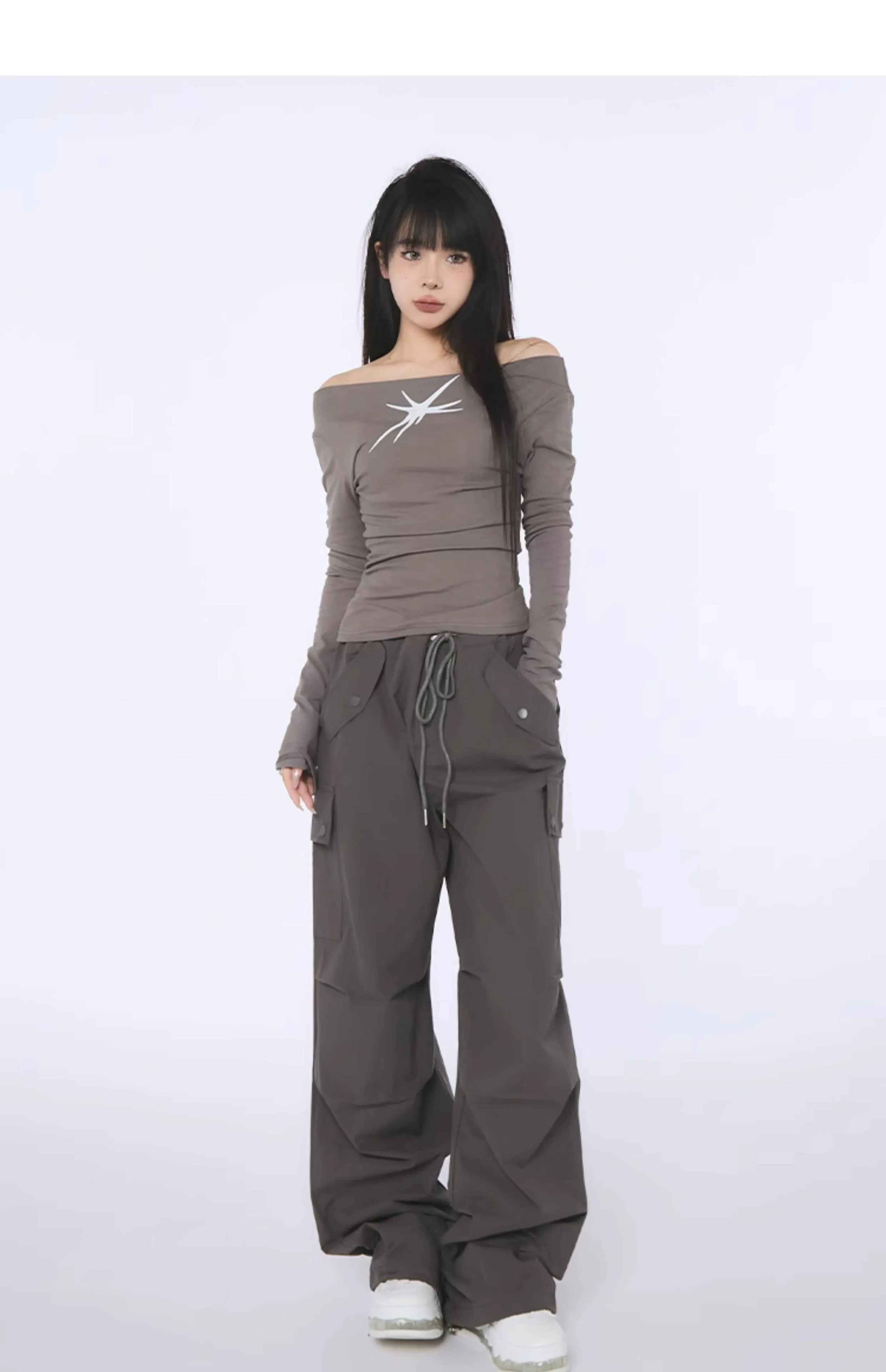 High-Waist Drawstring Cargo Joggers