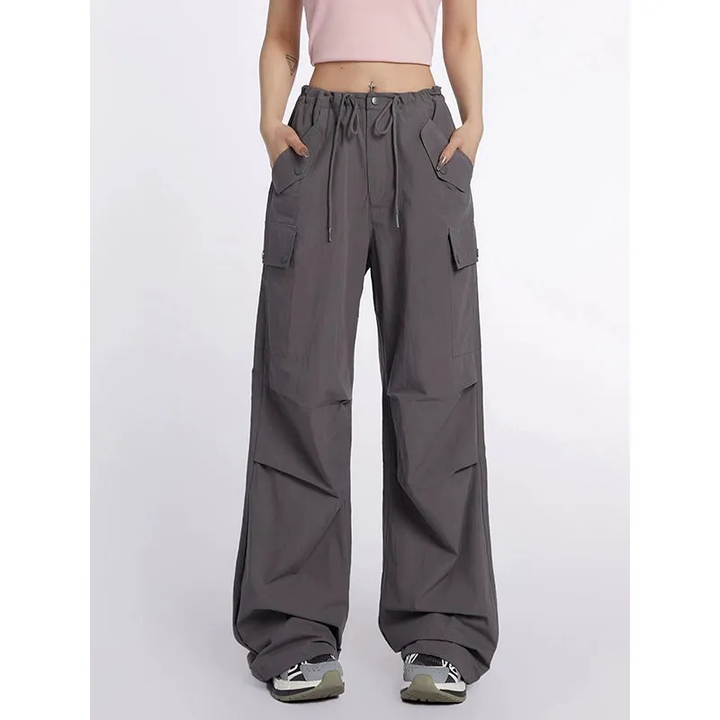 High-Waist Drawstring Cargo Joggers