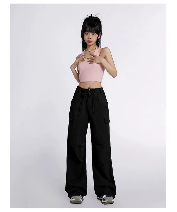 High-Waist Drawstring Cargo Joggers