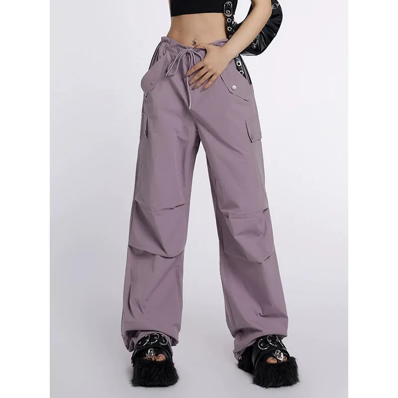 High-Waist Drawstring Cargo Joggers