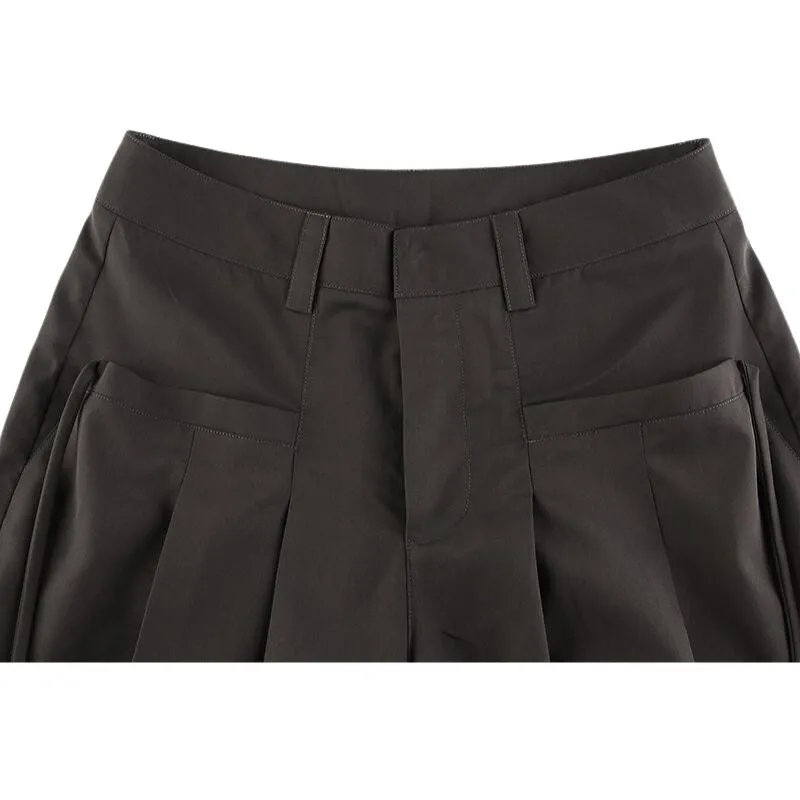 High Waist Pleated Lace-up Yamamoto Pants