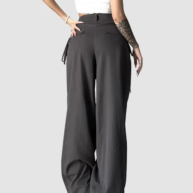 High Waist Pleated Lace-up Yamamoto Pants