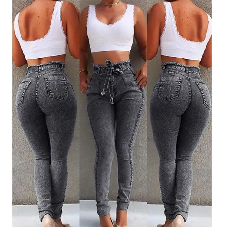 High Waist Stretchy Denim Print Pencil Pants (3 colors)