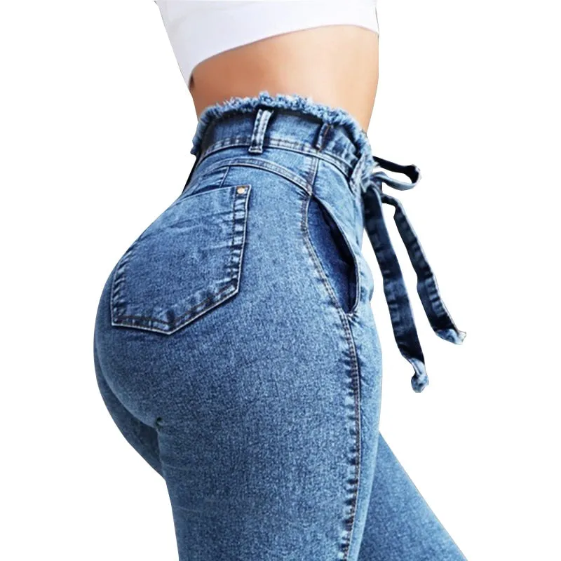 High Waist Stretchy Denim Print Pencil Pants (3 colors)