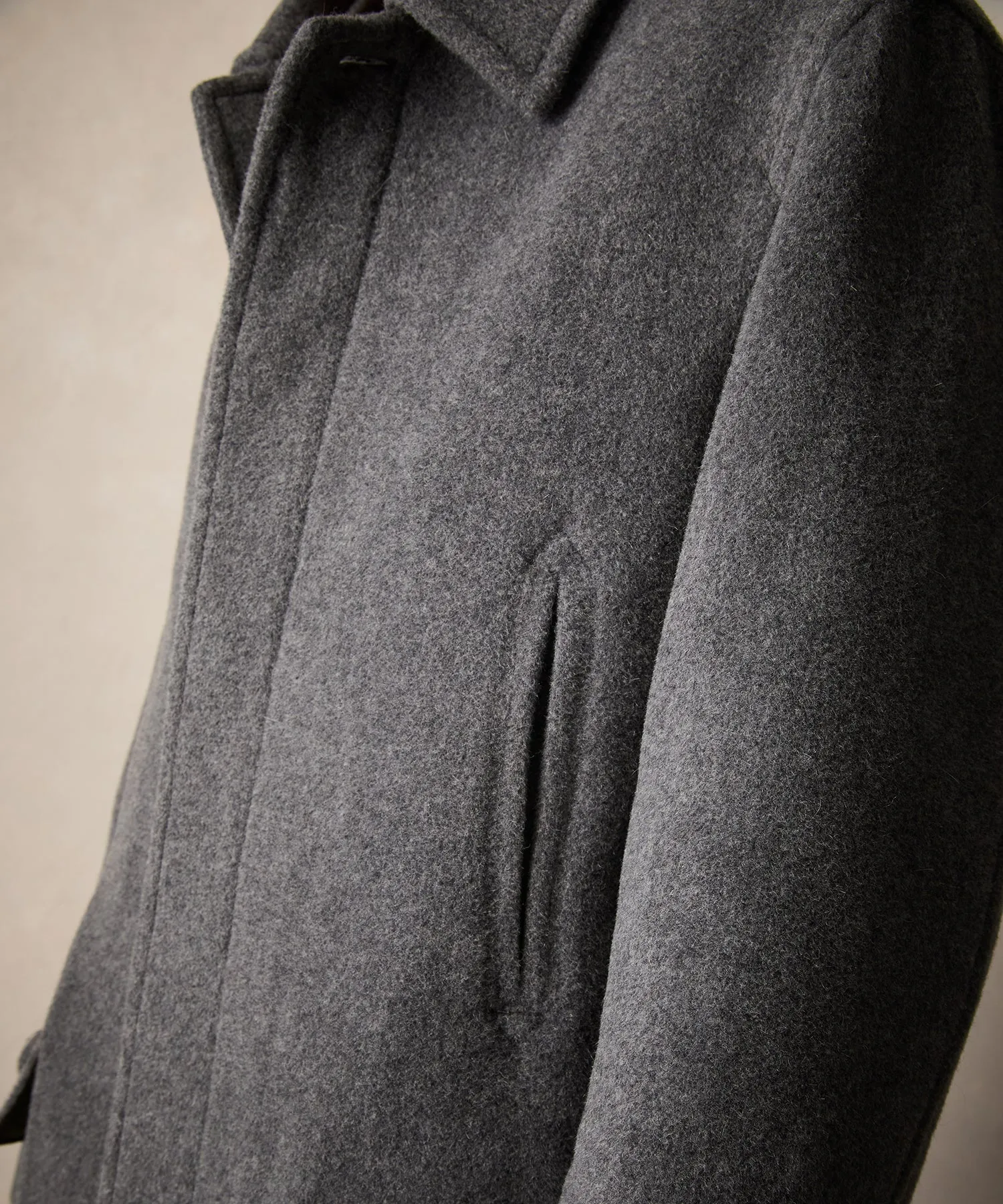 Italian Wool Car Coat in Light Grey