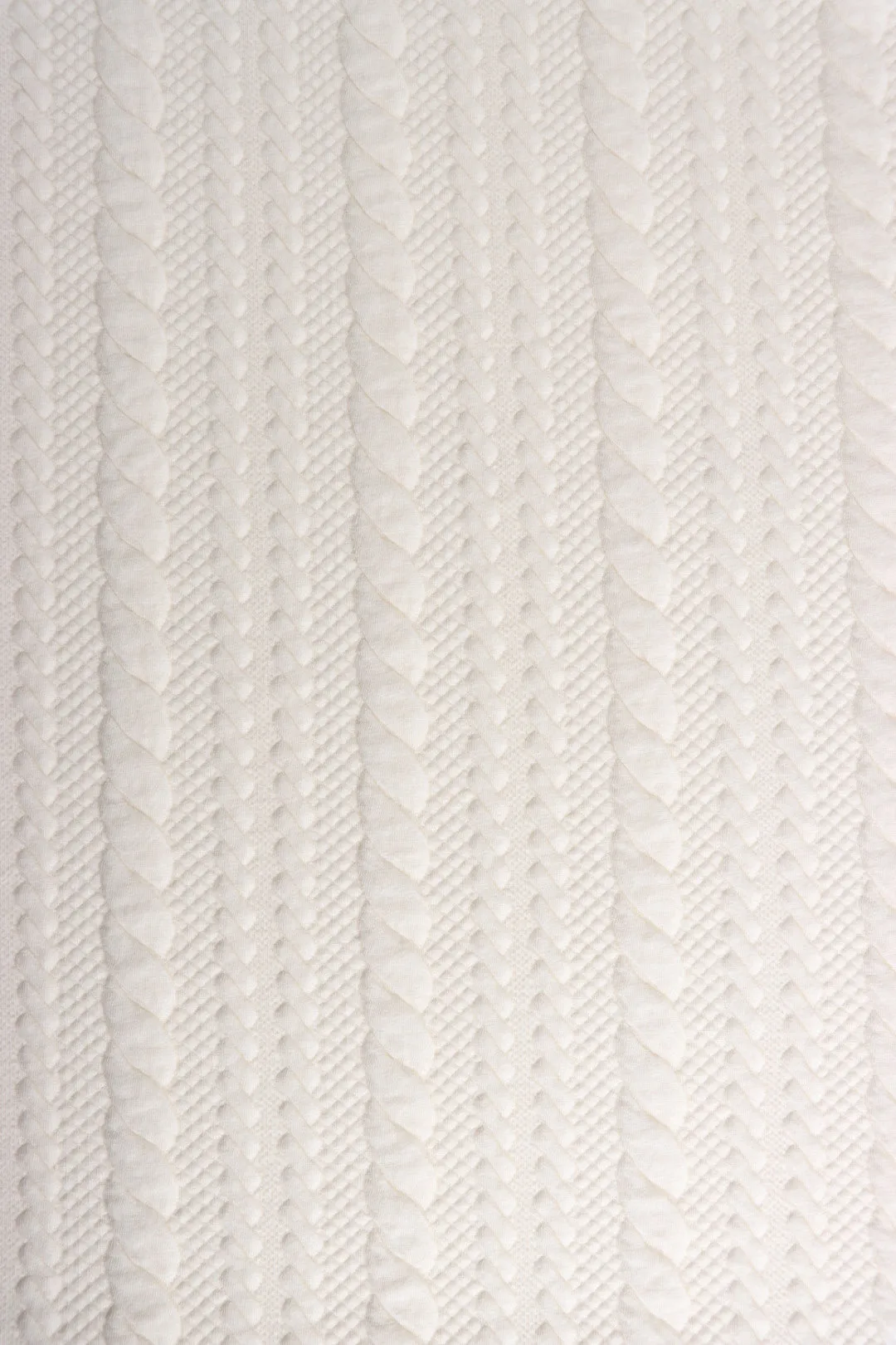 Ivory Cables Quilted Knit | By The Half Yard