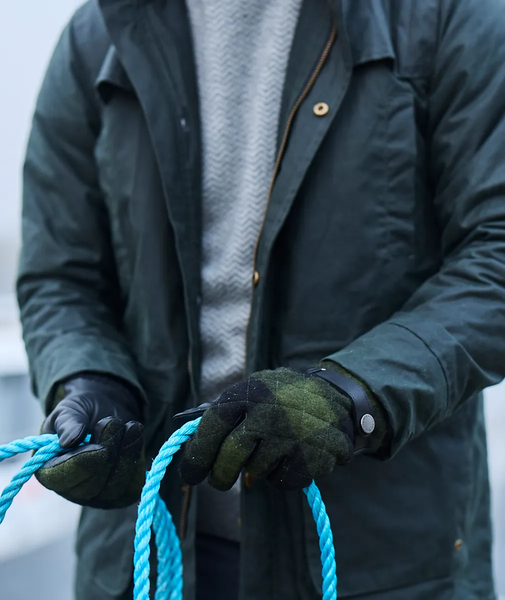 Jacks Point Leather Glove - Olive/Black Check