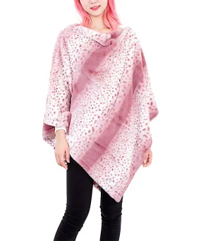 JC088205 Leopard-Stripe Faux Fur Poncho